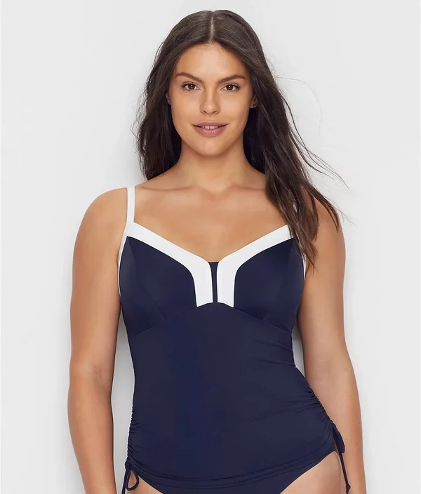 Panache Catarina Underwire Tankini Top - Womens - Midnight - White - 36H