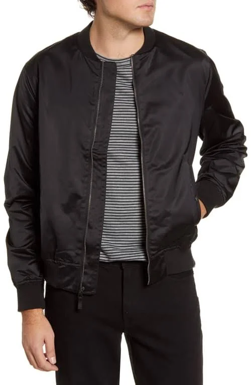 Bonobos Slim Fit Moto Bomber Jacket Black