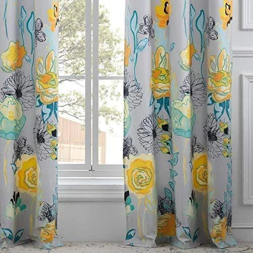 Greenland Home Watercolor Dream Curtain Panel Pair - 84-Inch L, Gray