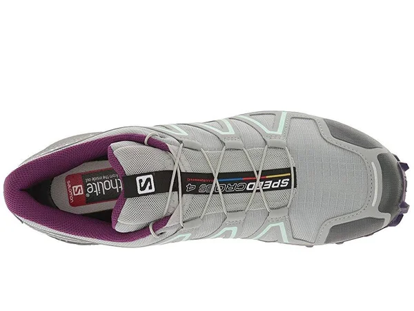Salomon Women's Speedcross 4 Running Trail Shoes Quarry - Acai, Fair Aqua 5.5