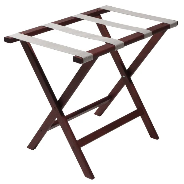 Wooden Mallet Silver Straps, Mahogany Deluxe Straight Leg Luggage Rack