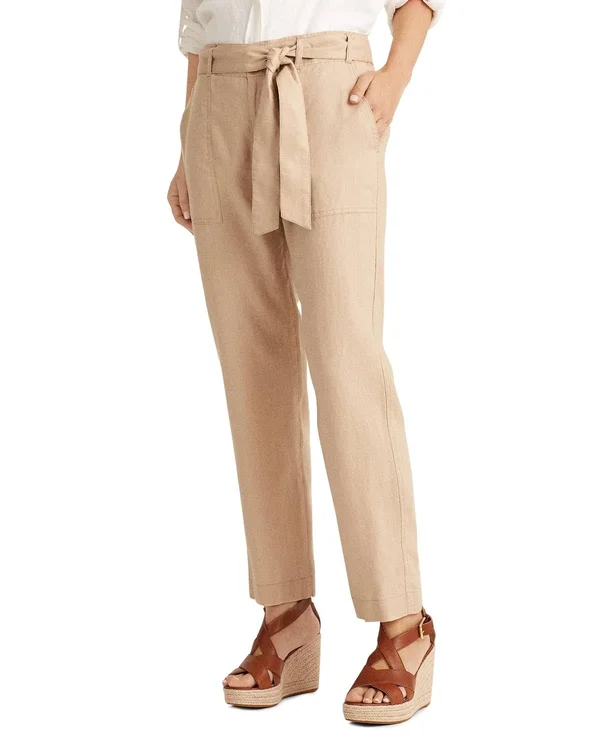 Lauren Ralph Lauren Linen Straight Leg Pants - Dust Blue