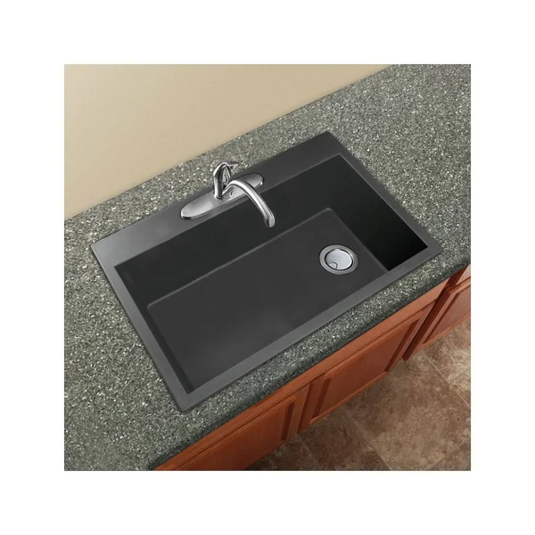 Transolid Radius Drop-In 33-in x 22-in Grey Single Bowl 2-Hole Kitchen Sink in Gray, RTSS3322-17-CA