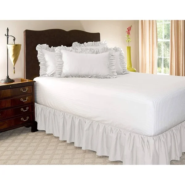 Ruffled Bed Skirt Full - Stone 21 inch Drop Bedskirt with Platform, Wrinkle and F