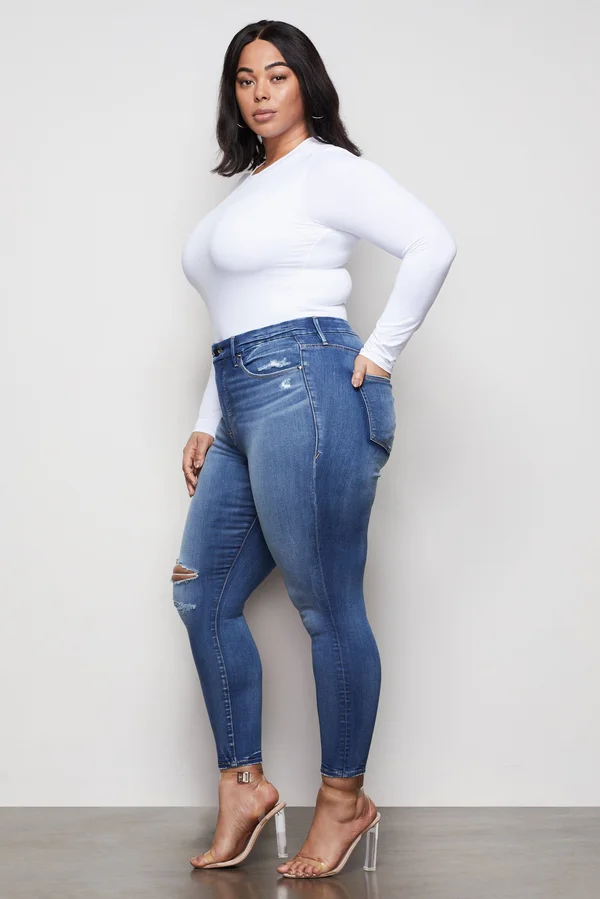 Good American Good Legs Crop Jeans, Blue377, Women's, 24