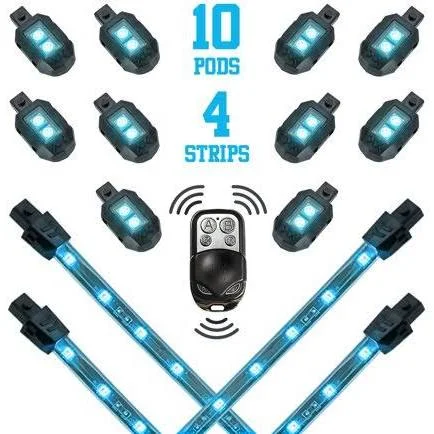 XKGlow XK034002-AB Underglow Remote Control Light Blue LED Rock Light Kit