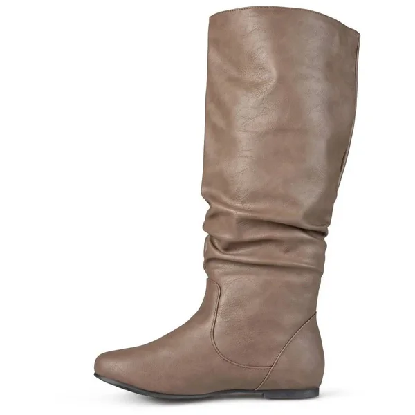 Women's Journee Collection Jayne Wide Calf Boot - Taupe - Size 8