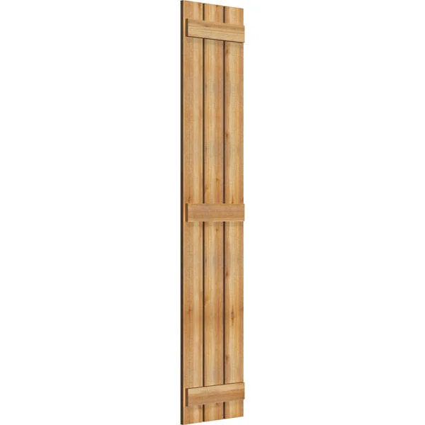 Ekena Millwork RBS06S17X081RWR 17 1/8x22W x 81x22H TimberCraft Three 5 3/8x22 Boards Spaced Board-n-Batten Shutters, Rough Sawn