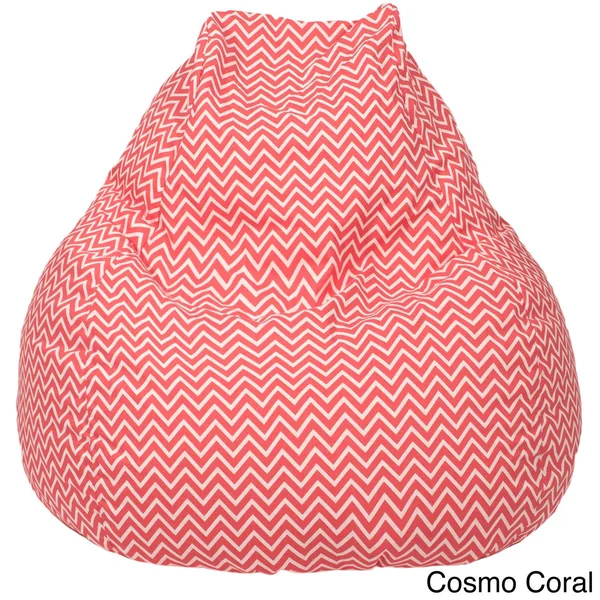 Gold Medal Teardrop Cosmo Zigzag Print Large Bean Bag - Gray