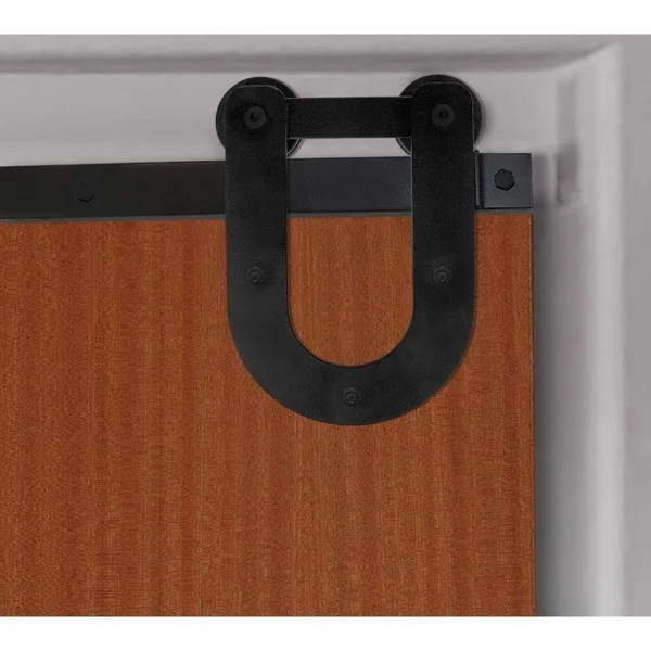 Economy Straight Top Barn Door Hardware Set w/ 4& 8x22 Track & Silent Rollers for 1 3/8x22 to 1 3/4x22 Doors - Silver Metalli