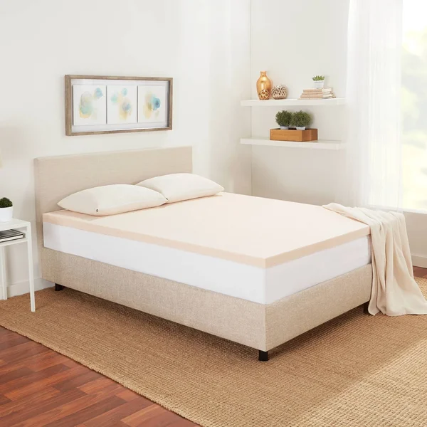 Twin 1.5 Copper Infused Gel Memory Foam Mattress Topper Beige - Made by Design