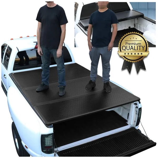 DNA Motoring for 15-18 Ford F150 Truck 5.5ft Short Bed Hard Solid Tri-Fold Clamp-On Tonneau Cover 16 17 TTC-HARD-015