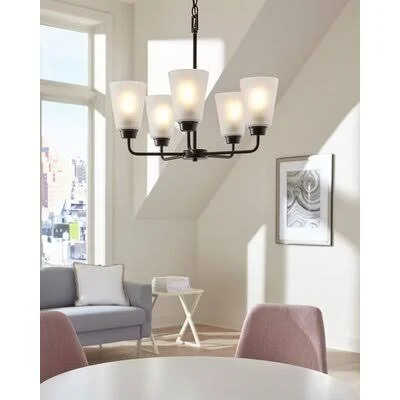 Red Barrel Studio Joan 5-Light Shaded Chandelier - Heirloom Bronze