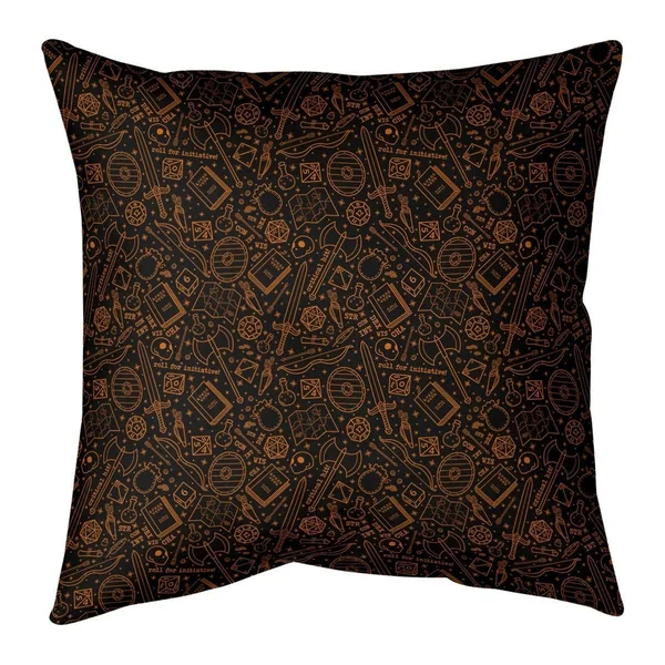 Warm Color Lines RPG Pattern Throw Pillow - 18 x 18 - Red - Linen