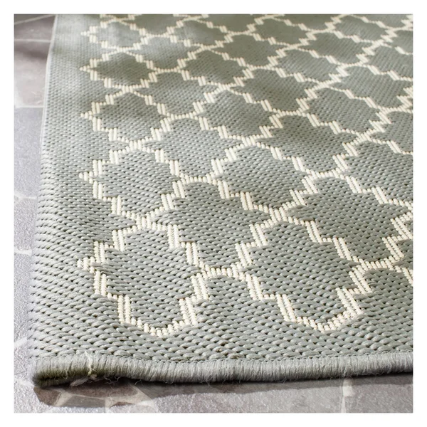 Safavieh Courtyard Anthracite & Beige 2&-3x22 x 18& Indoor/Outdoor Rug