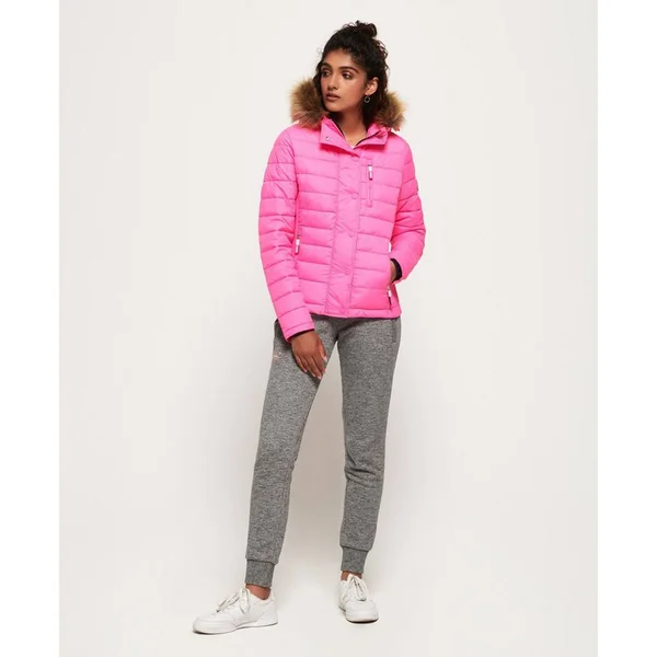 Superdry Vibe Pink Fuji Slim Double Zip Hooded Jacket