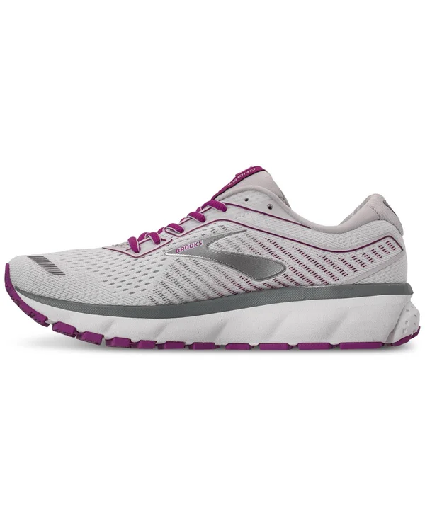Brooks Women's Ghost 12 White-Grey-Hollyhock, 10