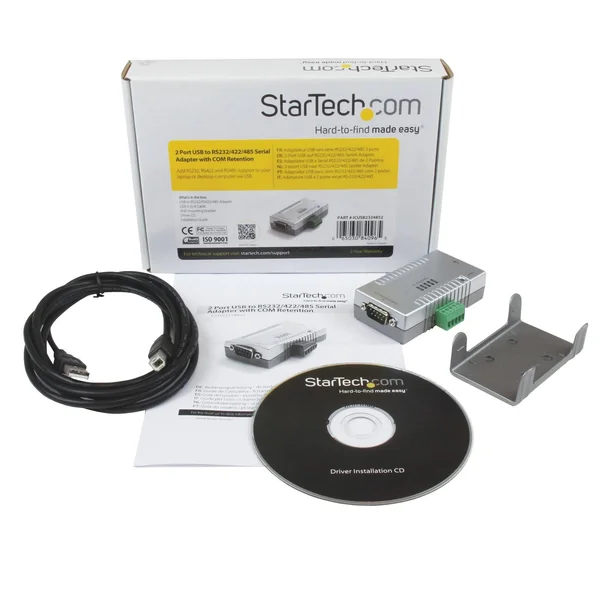 StarTech.com USB to Serial 2 Port RS232 RS422 RS485 COM Port Retention FTDI USB to Serial USB Serial (ICUSB2324852) Serial Adapt