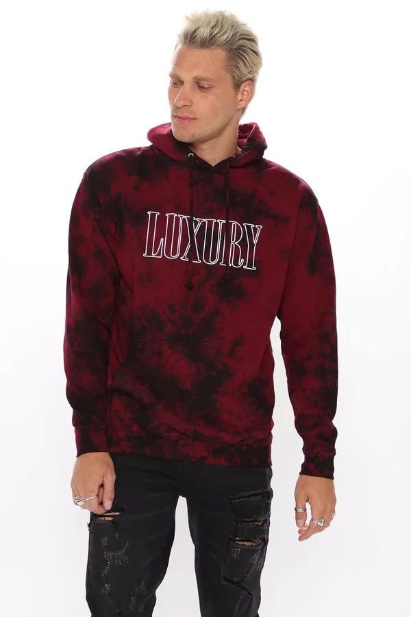 Mens Luxury Lifestyle Tie Dye Pullover Hoodie in Red Size Small by Fashion Nova