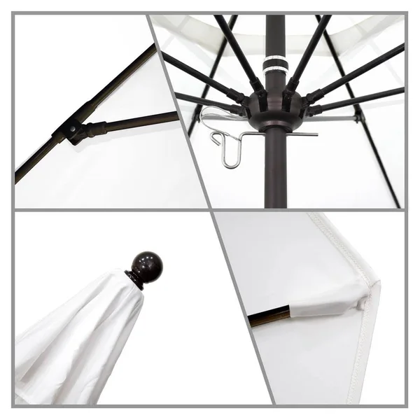 California Umbrella 9 ft. Matted White Aluminum Push Lift Market Patio Umbrella in Spectrum Ruby Sunbrella