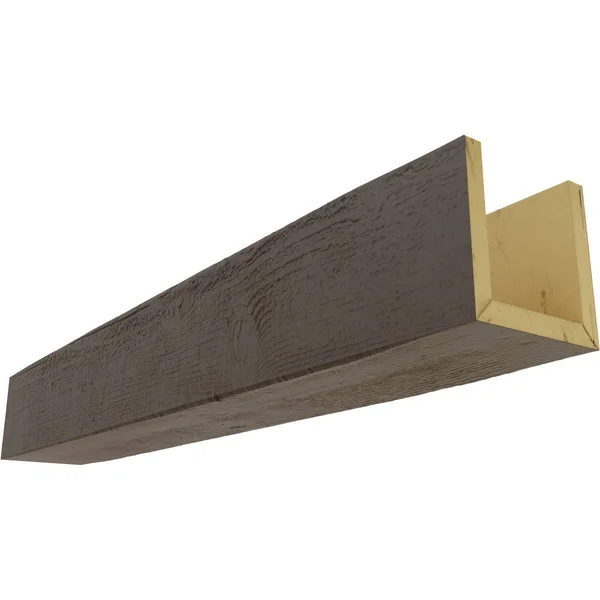 Ekena Millwork BMRS3C0120X060X096HD 12x22W x 6x22H x 8&L 3-Sided (U-beam) Rough Sawn Endurathane Faux Wood Ceiling Beam - Natural