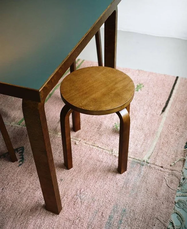 Artek Aalto Stool E60 - Blue - Birch