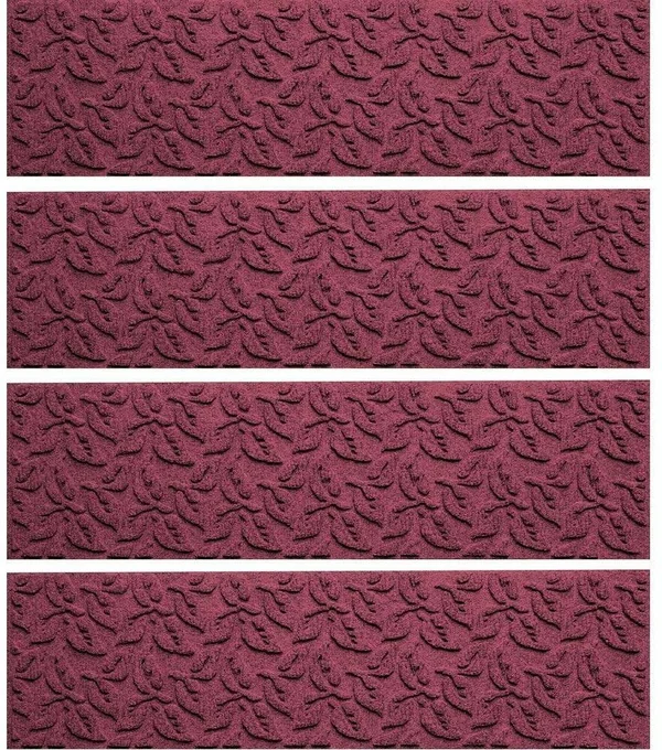 Aqua Shield 8.5 in. x 30 in. Stair Tread Cover Leaf, Slip-Resistant Rubber, Red (Set of 4)