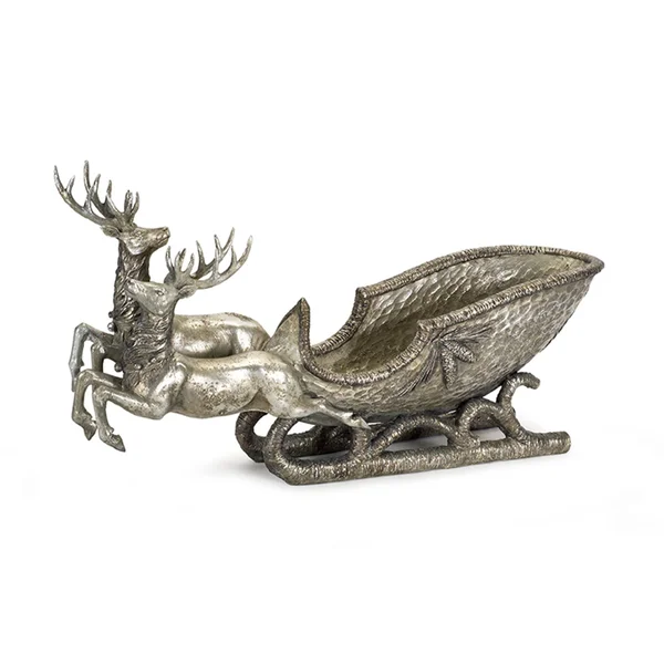 Melrose Deer with Sleigh Resin, 25 x 6.25 x 13.75