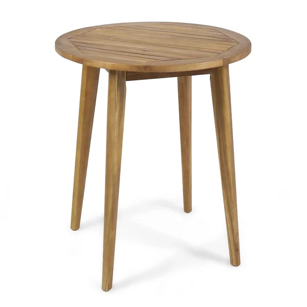 Stanford Outdoor Round Acacia Wood Bistro Table with Straight Legs, T