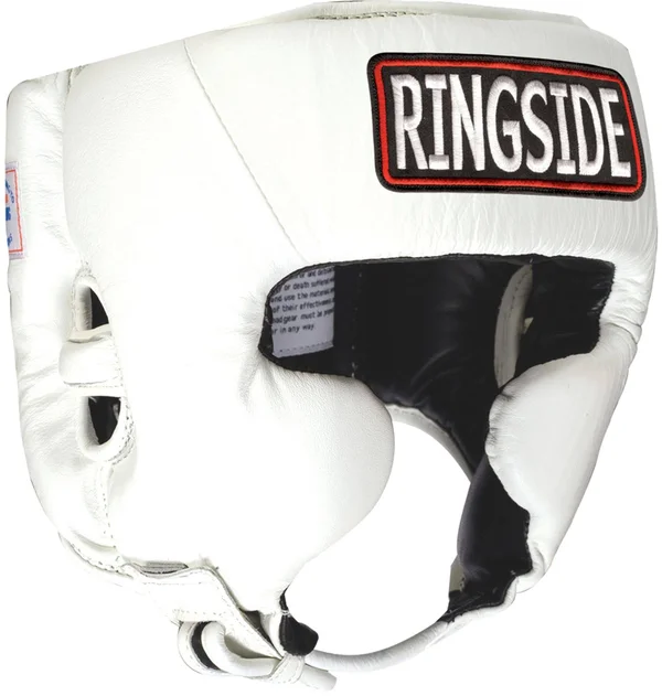 Ringside Competition Boxing Headgear with Cheeks - White - Small