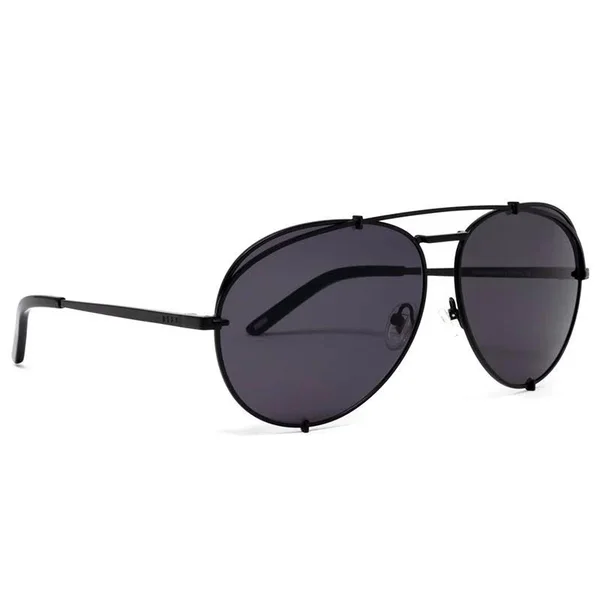 Aviator Sunglasses - Matte Black Frame - Grey Lens - Koko by Diff Eyewear