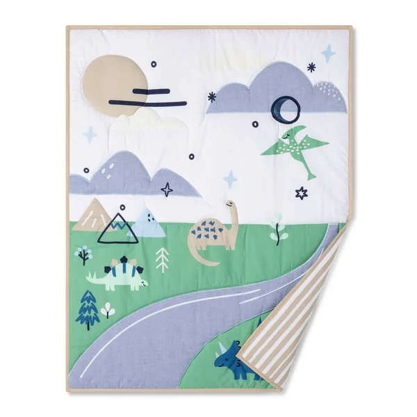 Cloud Island Crib Bedding Set Dino Boy 4pc in Blue/Green