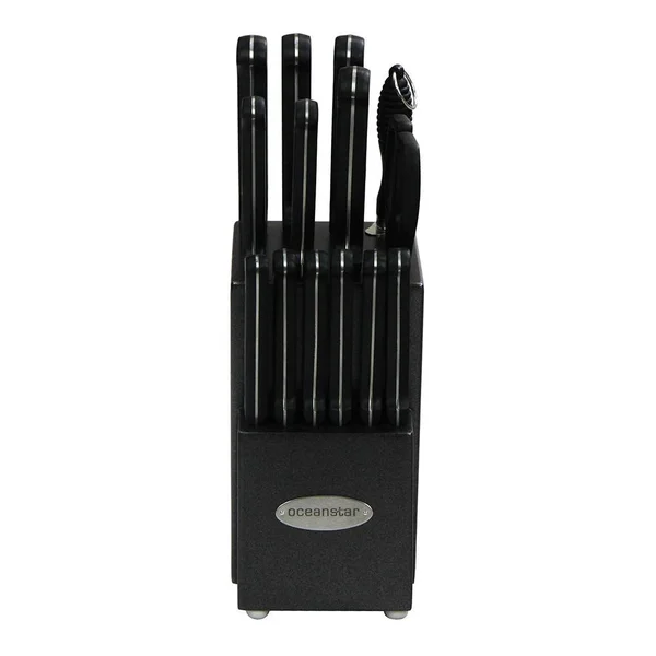 Oceanstar Contemporary 15-Piece Knife Set with Block, Elegant Black