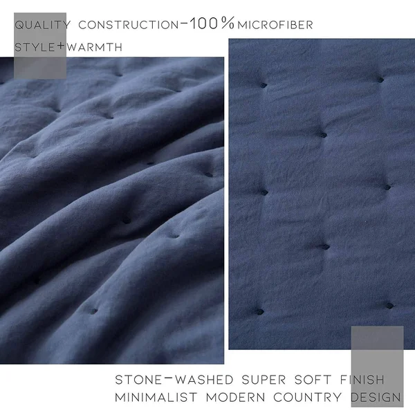 Kasentex Nostalgic Dot Stitch Stone Washed Designer Quilt Set with Pillow Shams Queen - Yellow