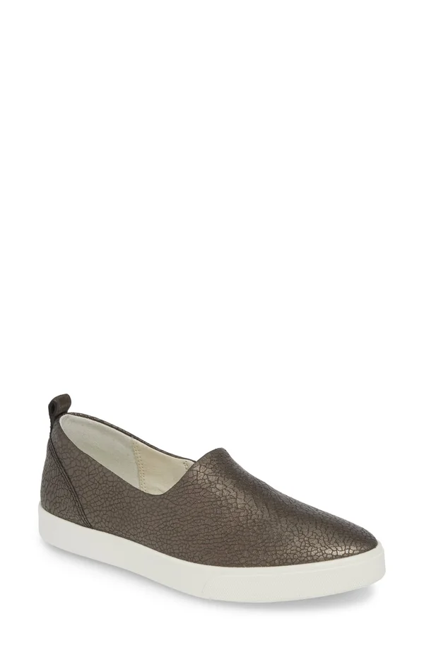 Ecco Gillian Lux Slip-On (Black/Dark Shadow Metallic) Women's Shoes