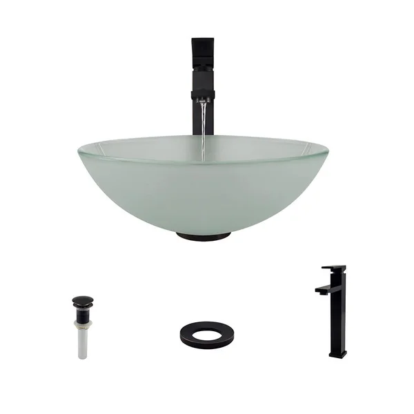 Mr Direct 602 Vessel Sink Ensemble with An Antique Bronze Finish 721 Faucet, Pop-Up Drain, and Sink Ring.