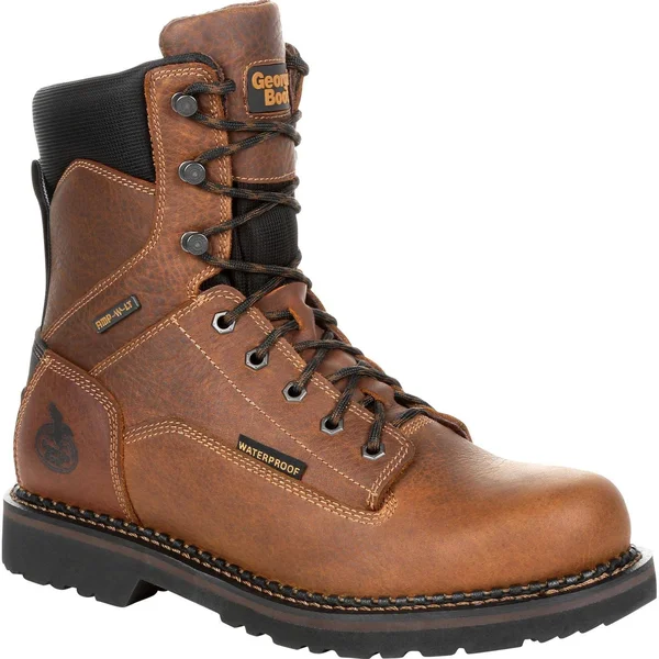 Men's Brown Georgia Giant Revamp Waterproof Work Boot Size 8.5(Wide)