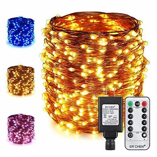 ER Chen Dimmable LED String Lights Plug in with Remote, 170ft 500 LED Copper Wire Fairy Lights 8Modes Color Changing Decorative