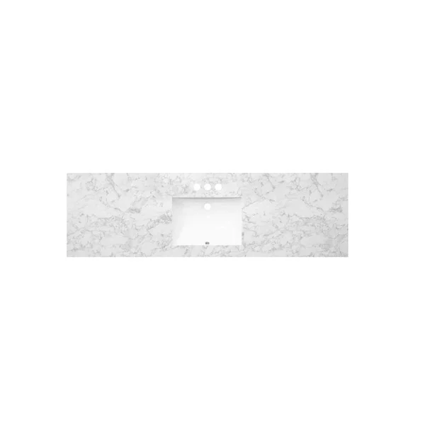 THINSCAPE 73 in. W x 22 in. Vanity Top in Volakas Marble with Single White Sink and 4 in. Faucet Spread