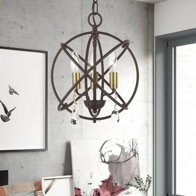 Auberta 3 - Unique Globe Light Pendant with Crystal Willa Arlo Interiors Finish: Bronze - Size: 12.25x22 H x 12.625x22 W x 12.625