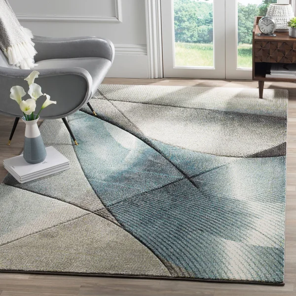 Safavieh Hollywood HLW715D 6&7x22 x 6&7x22 Square Grey, Teal Area Rug