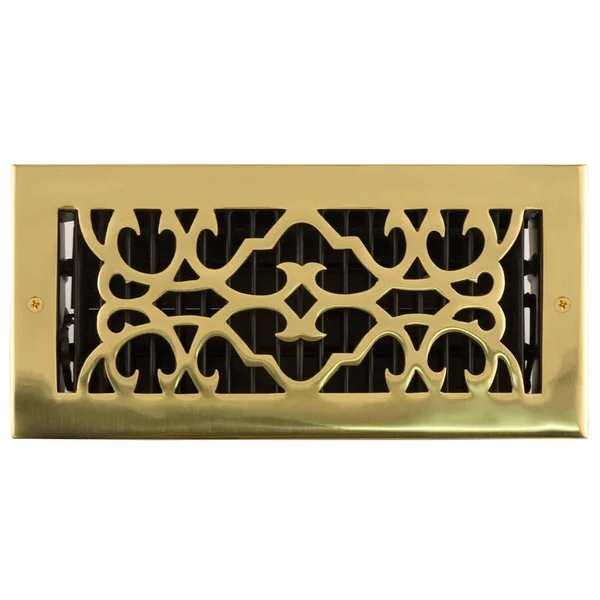 Traditional Brass Wall Register - Polished Brass 6x22 x 12x22 (7-1/2x22 x 13-1/2x22 Overall) - Signature Hardware 292099