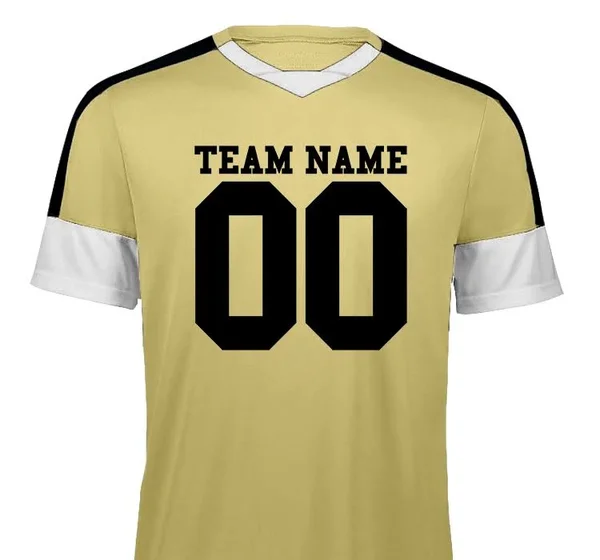 Custom High Five Men's Adult Wembley Soccer Jersey - Size: 2XL, Vegas Gold/White/Black, Add Team Name & Number to Soccer U