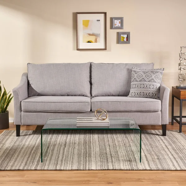 Almeda Contemporary Fabric 3 Seater Sofa by Christopher Knight Home (Beige + Dark Brown)