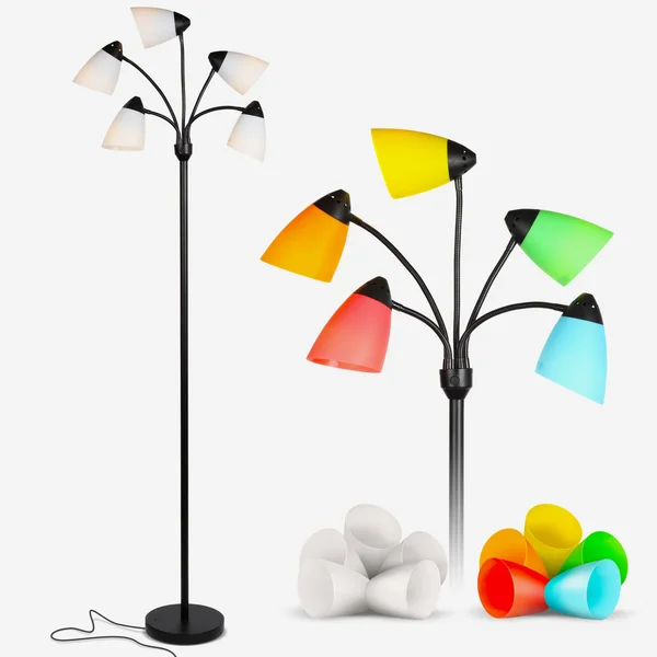 Brightech Medusa LED Floor Lamp - Multi Head Adjustable Tall Pole Standing Reading Lamp for Living Room - Bedroom, Kids Room - In