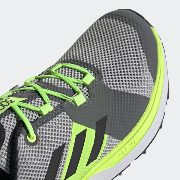 Adidas Terrex Two Trail Running Shoes - Men's - Grey Two - Core Black, Signal Green - 10.5