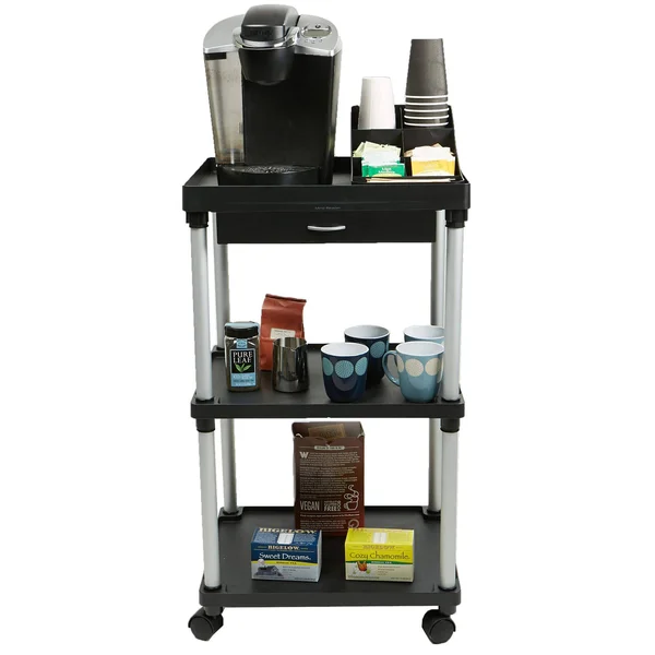 Mind Reader Valet - Trolley - 3 shelves - metal, high impact polystyrene (HIPS) - black