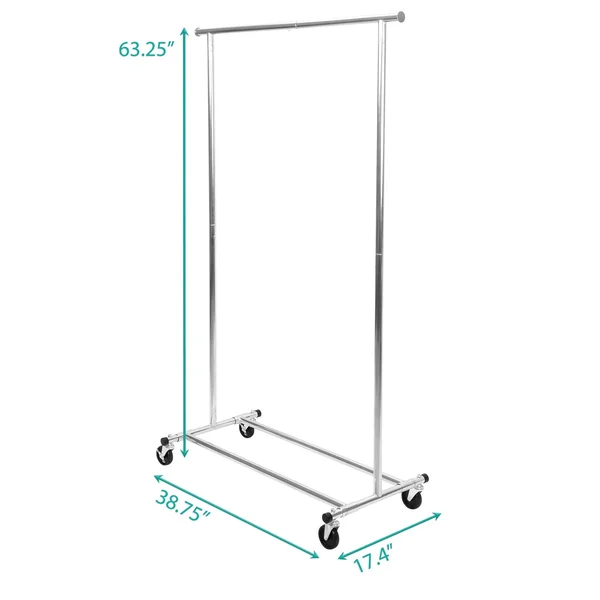 East Bank Designs Commercial Garment Rack, Chrome, Silver