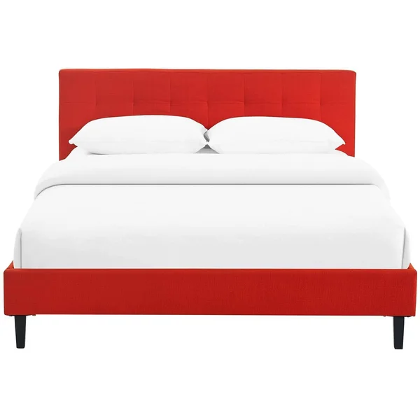 Modway Linnea Fabric Upholstered Platform Bed - Atomic Red, Full