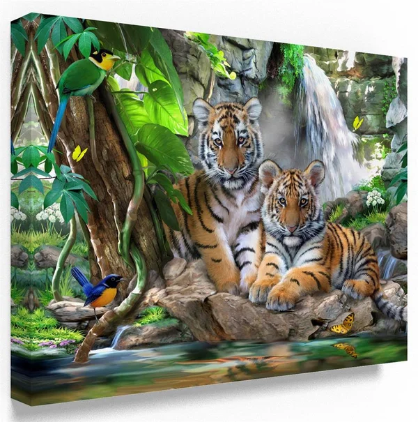 Trademark Art Howard Robinson 'Tigers and Waterfalls' Canvas Art